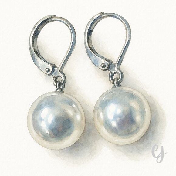 Jules Large Pearl Drop Earrings – Silver Tone Leverbacks - Picture 1 of 7